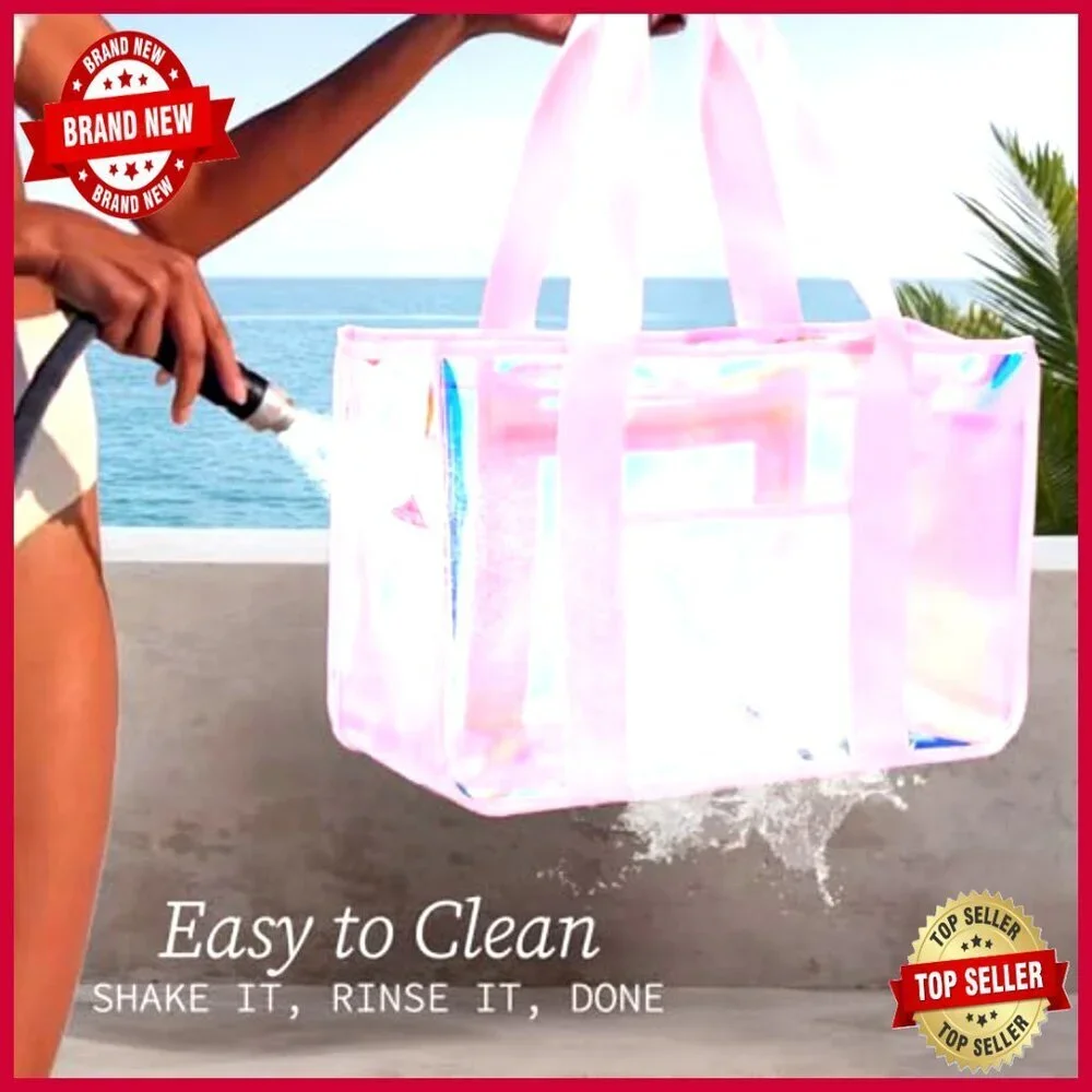 Large Waterproof Tote Bag with Zipper Closure for Beach Pool Travel
